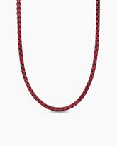 Box Chain Necklace in Sterling Silver with Burgundy Stainless Steel, 4mm